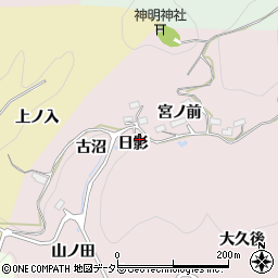 愛知県豊田市玉野町日影周辺の地図