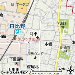 愛知県愛西市日置町河平31周辺の地図