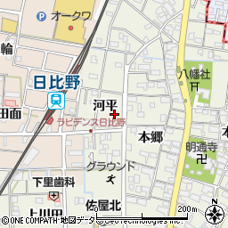 愛知県愛西市日置町河平30周辺の地図
