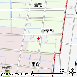 愛知県津島市莪原町下条免周辺の地図