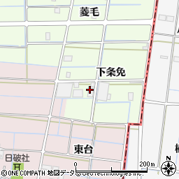 愛知県津島市莪原町（下条免）周辺の地図
