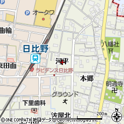 愛知県愛西市日置町河平周辺の地図