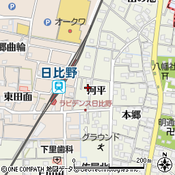 愛知県愛西市日置町河平44周辺の地図