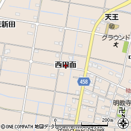 愛知県愛西市柚木町西田面周辺の地図