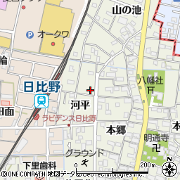 愛知県愛西市日置町河平21周辺の地図