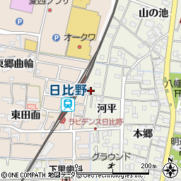 愛知県愛西市日置町河平1-4周辺の地図