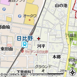 愛知県愛西市日置町河平10周辺の地図
