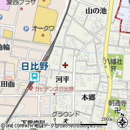 愛知県愛西市日置町河平11周辺の地図