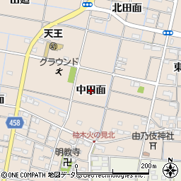 愛知県愛西市柚木町（中田面）周辺の地図