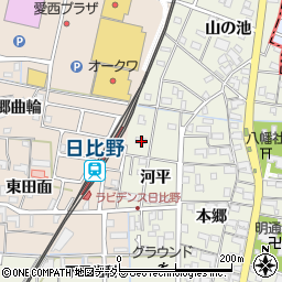 愛知県愛西市日置町河平8周辺の地図