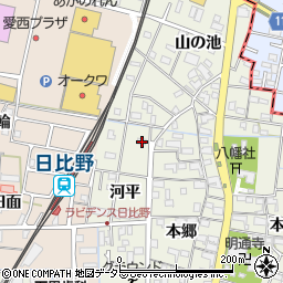 愛知県愛西市日置町河平19周辺の地図