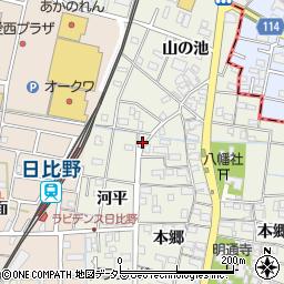 愛知県愛西市日置町河平18周辺の地図