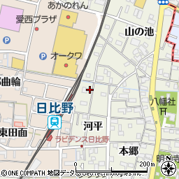 愛知県愛西市日置町河平3周辺の地図