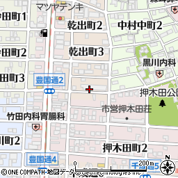 愛知県名古屋市中村区乾出町4丁目周辺の地図