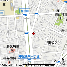 日本経済新聞　新栄専売店周辺の地図