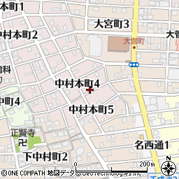 愛知県名古屋市中村区中村本町4丁目周辺の地図