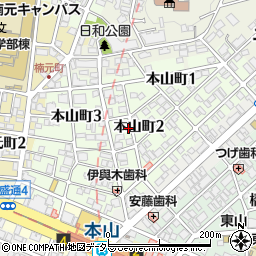 愛知県名古屋市千種区本山町周辺の地図