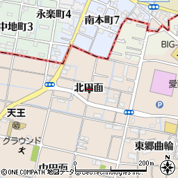 愛知県愛西市柚木町北田面周辺の地図