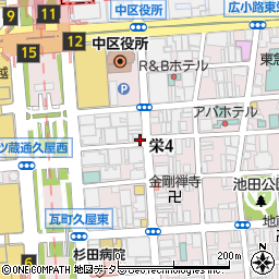 デイリーヤマザキ名古屋栄４丁目店周辺の地図