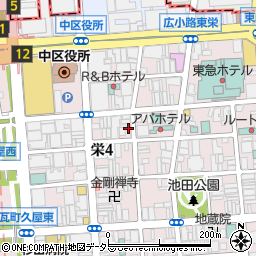 鍵の出張救急車名古屋市中区栄営業所２４時間受付センター周辺の地図