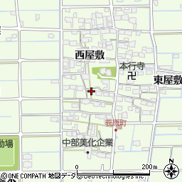 愛知県津島市莪原町（西屋敷）周辺の地図