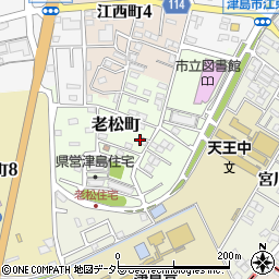 愛知県津島市老松町周辺の地図