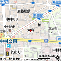 愛知県名古屋市中村区中村町大島周辺の地図