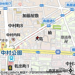 愛知県名古屋市中村区中村町大島101周辺の地図
