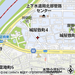 愛知県名古屋市中村区城屋敷町4丁目周辺の地図