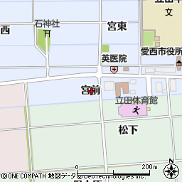 愛知県愛西市石田町宮前周辺の地図