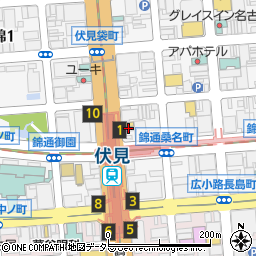 名古屋市役所交通局　地下鉄東山線伏見駅周辺の地図