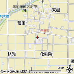 愛知県津島市牛田町化粧院周辺の地図