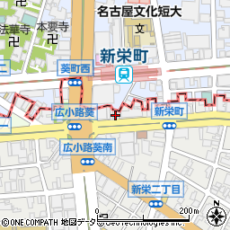 松屋新栄店周辺の地図