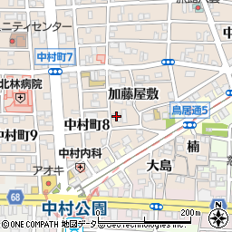 愛知県名古屋市中村区中村町加藤屋敷14周辺の地図
