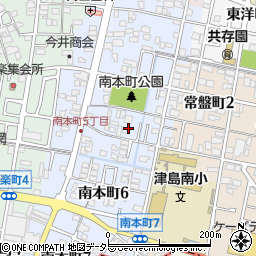 愛知県津島市南本町5丁目周辺の地図