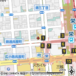 楽蔵 うたげ 名古屋栄錦通り店周辺の地図