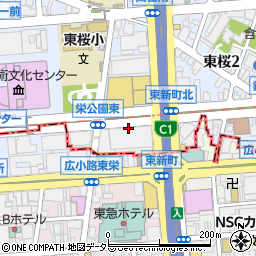愛知県名古屋市東区東新町周辺の地図