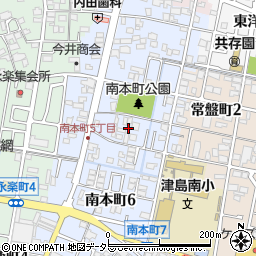 愛知県津島市南本町5丁目53周辺の地図