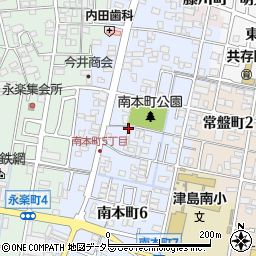 愛知県津島市南本町周辺の地図