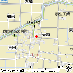 愛知県津島市牛田町天越周辺の地図