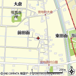 愛知県愛西市宮地町前田面周辺の地図