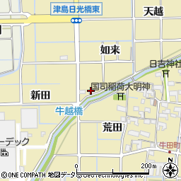 愛知県津島市越津町（如来）周辺の地図