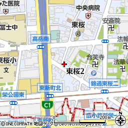 美山の味 勝手屋 東桜店周辺の地図