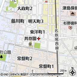 愛知県津島市東洋町周辺の地図