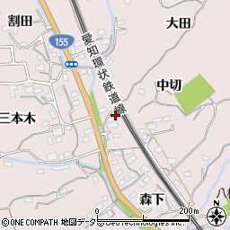 愛知県豊田市八草町中切周辺の地図