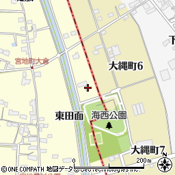 愛知県愛西市宮地町東田面周辺の地図