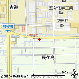 愛知県津島市莪原町（長ケ島）周辺の地図