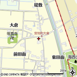 愛知県愛西市宮地町前田面1周辺の地図