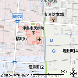 津島市役所　看護専門学校周辺の地図