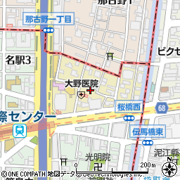 愛知県名古屋市中村区那古野周辺の地図